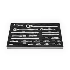 Husky 1/4 in., 3/8 in. and 1/2 in. 144-Position Ratchet and Accessory Set in EVA (22-Piece)