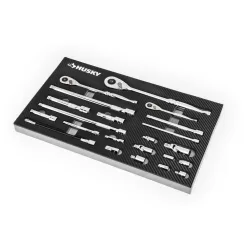 Husky 1/4 in., 3/8 in. and 1/2 in. 144-Position Ratchet and Accessory Set in EVA (22-Piece)