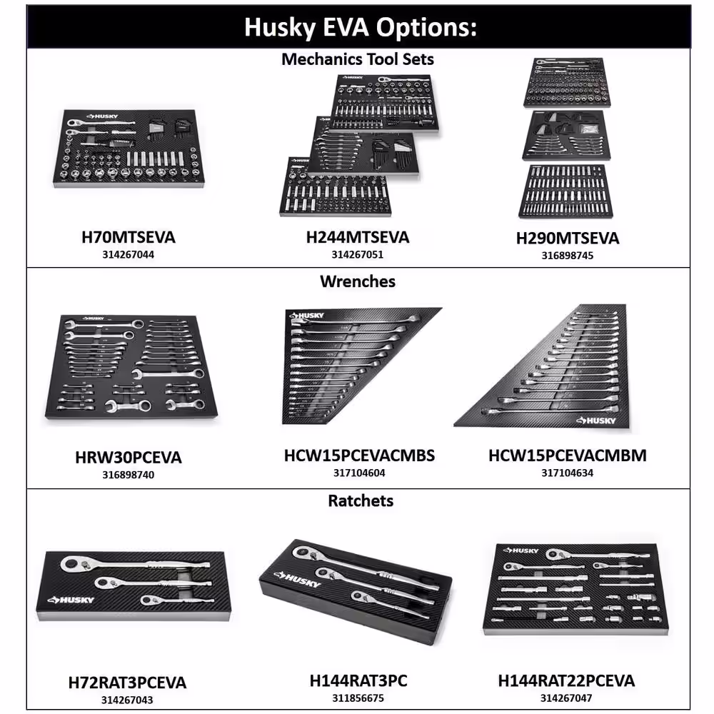 Husky 1/4 in., 3/8 in. and 1/2 in. 72-Tooth Ratchet Mechanics Tool Set with EVA (244-Piece)