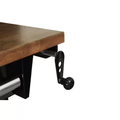 Husky 52 in.W x 24 in. D Steel 1-Drawer Adjustable Height Workbench with Dark Stained Wood Top in Gloss Black