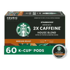 Starbucks Medium Roast K-Cup Coffee Pods with 2X Caffeine — for Keurig Brewers — 6 boxes (60 pods total)