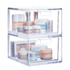 STORi Audrey Stackable Clear Bin Plastic Organizer Drawers, 2 Piece Set, Organize Cosmetics and Beauty Supplies on a Vanity