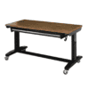 Husky 52 in.W x 24 in. D Steel 1-Drawer Adjustable Height Workbench with Dark Stained Wood Top in Gloss Black