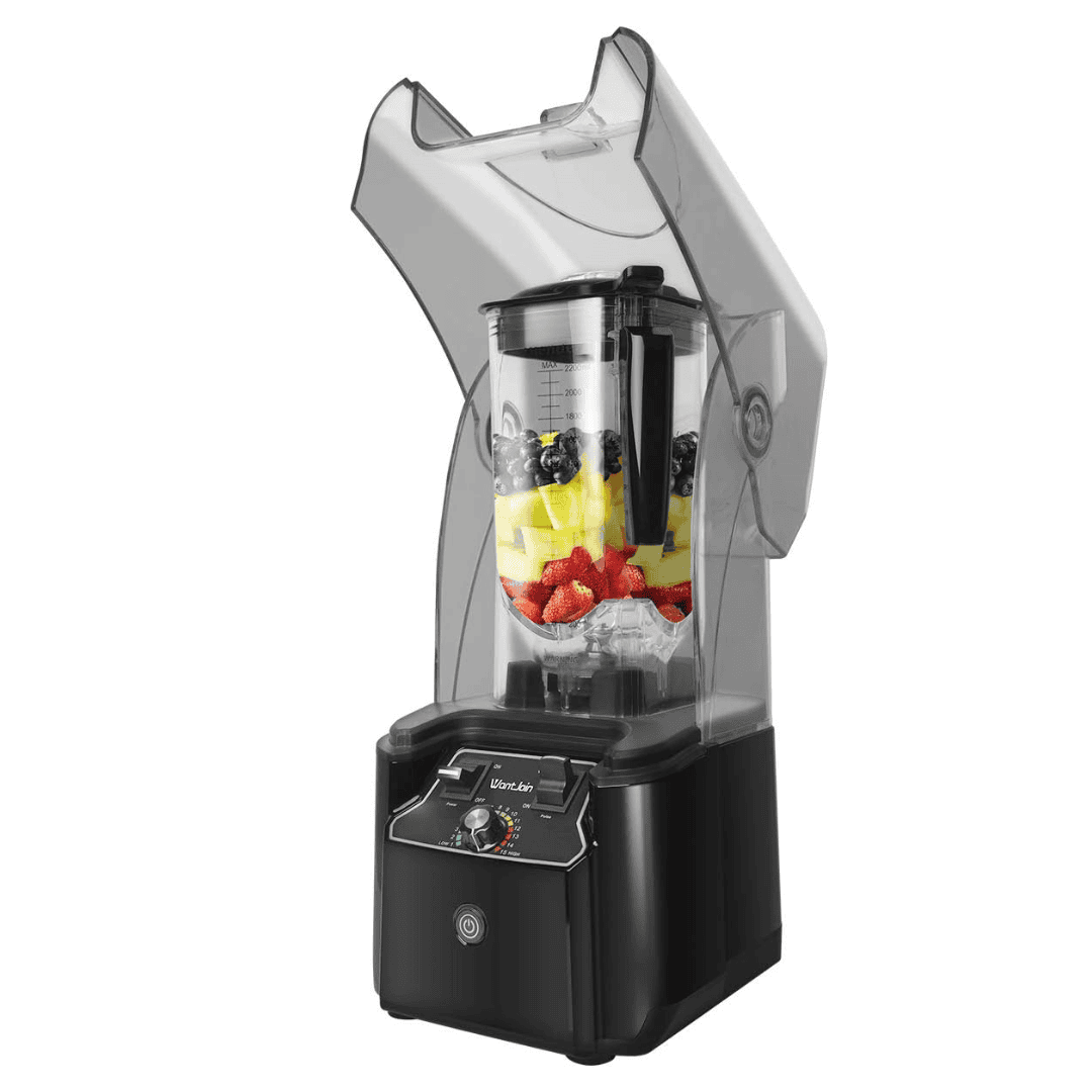WantJoin Commercial Blender 2200W - Quiet Sound Enclosure, Powerful Professional-Grade, Self-Cleaning, Black