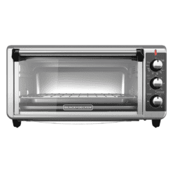 BLACK+DECKER TO3250XSB 8-Slice Extra Wide Convection Countertop Toaster Oven, Includes Bake Pan, Broil Rack & Toasting Rack, Stainless Steel/Black