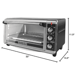 BLACK+DECKER TO3250XSB 8-Slice Extra Wide Convection Countertop Toaster Oven, Includes Bake Pan, Broil Rack & Toasting Rack, Stainless Steel/Black