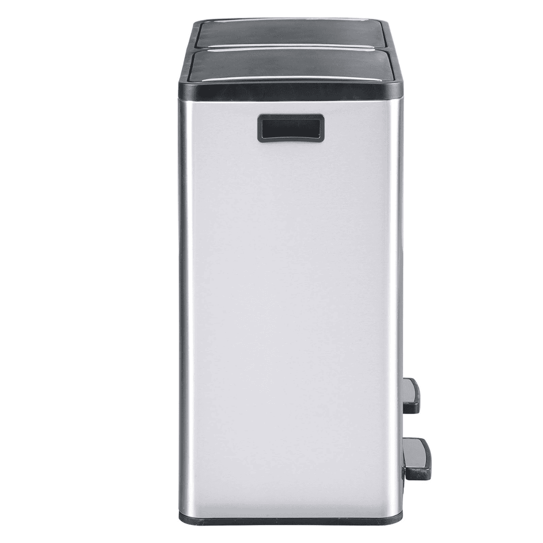 The Step N' Sort 18.5 Gallon Extra Large Capacity, Soft-Step, Dual Trash and Recycling Bin with Removable Inner Bins, Silver
