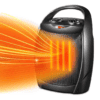 Kismile Small Electric Space Heater Ceramic Space Heater, Portable Heater Fan for Office, 750W/1500W(Black)