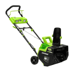 Earthwise SN74018 Cordless Electric 40-Volt 4Ah Brushless Motor, 18-Inch Snow Thrower, 500lbs/Minute, Black/Green