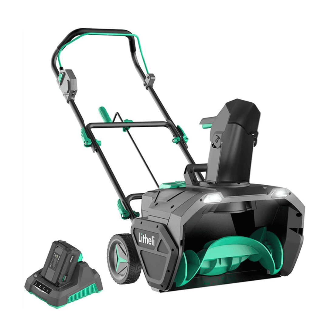 Litheli 40V Snow Blower: Cordless Power, 20" Wide, LED Lights