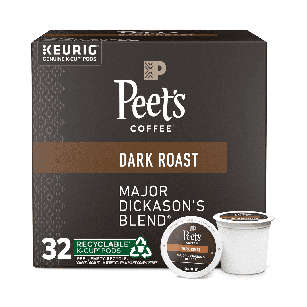 Peet's Coffee, Dark Roast K-Cup Pods for Keurig Brewers - Major Dickason's Blend 32 Count (1 Box of 32 K-Cup Pods)