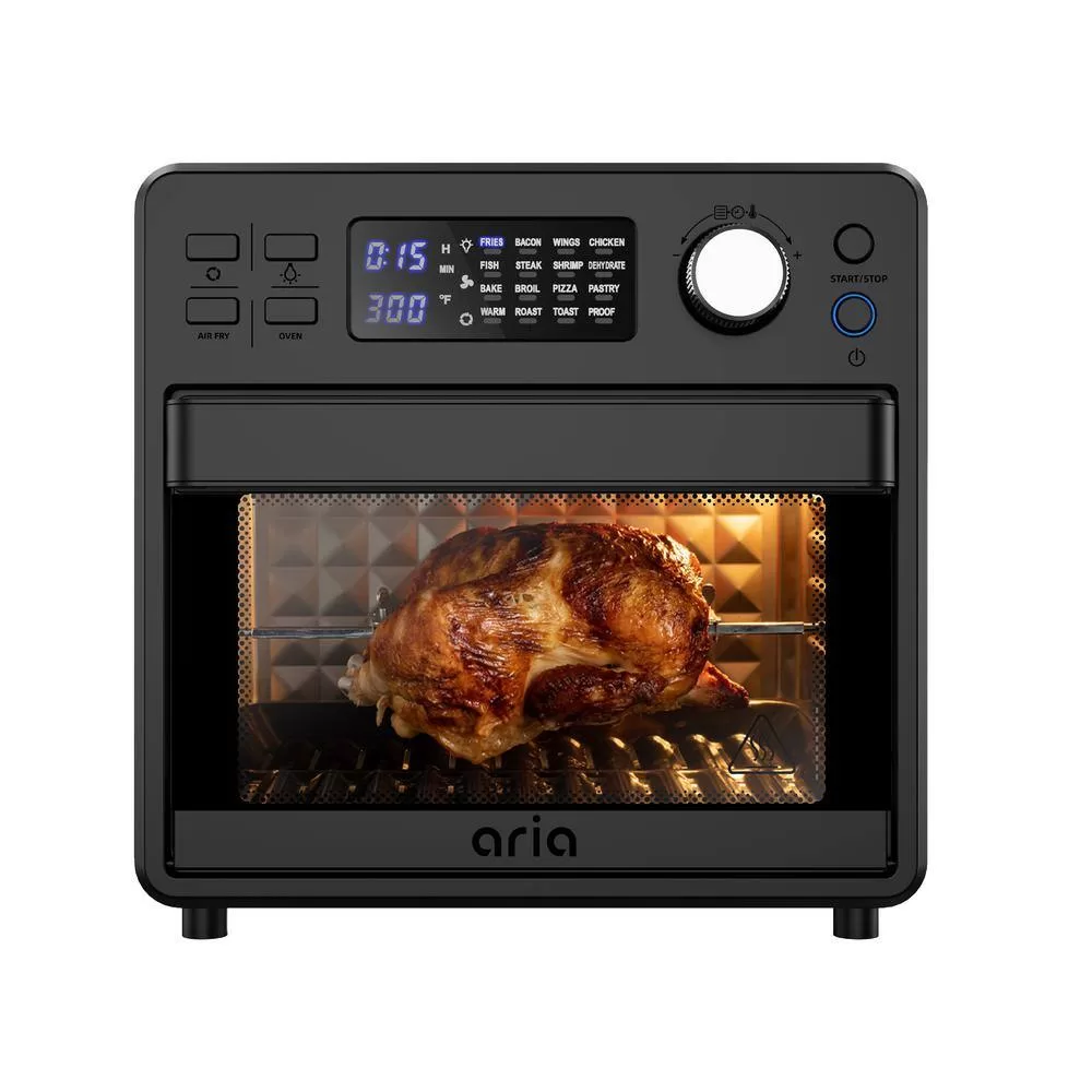 ARIA 16 qt. Air Fryer Oven Ariawave Mini Stainless Steel with Rotating Rotisserie