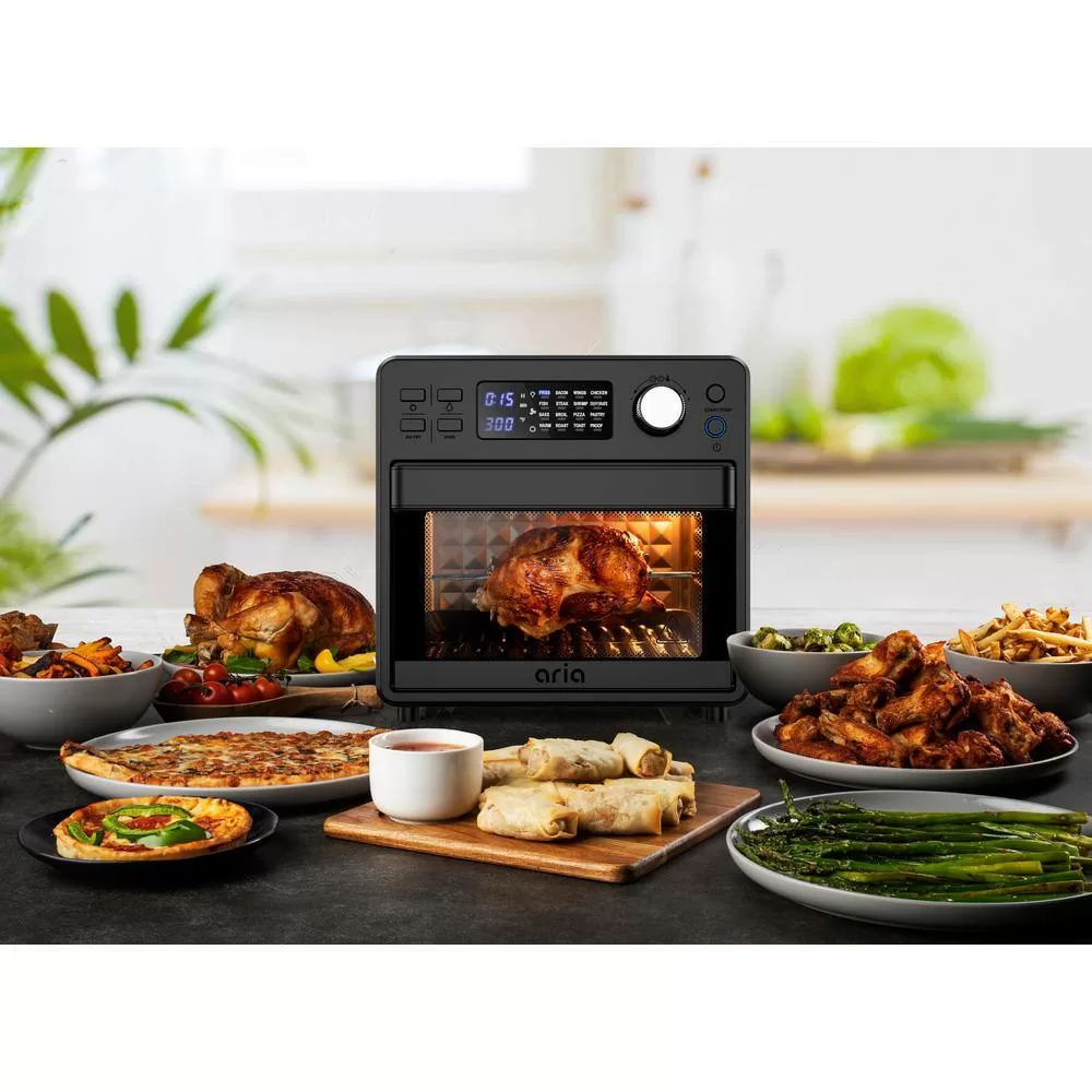 ARIA 16 qt. Air Fryer Oven Ariawave Mini Stainless Steel with Rotating Rotisserie