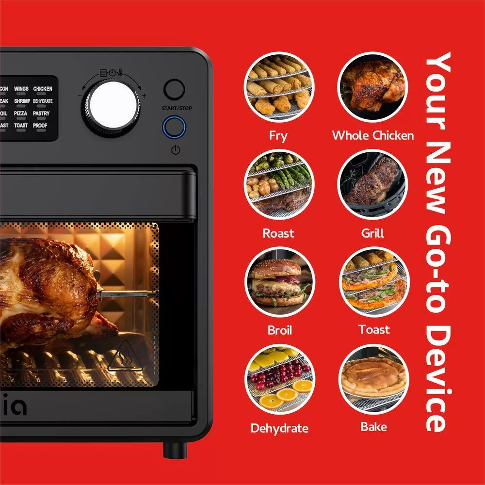 ARIA 16 qt. Air Fryer Oven Ariawave Mini Stainless Steel with Rotating Rotisserie