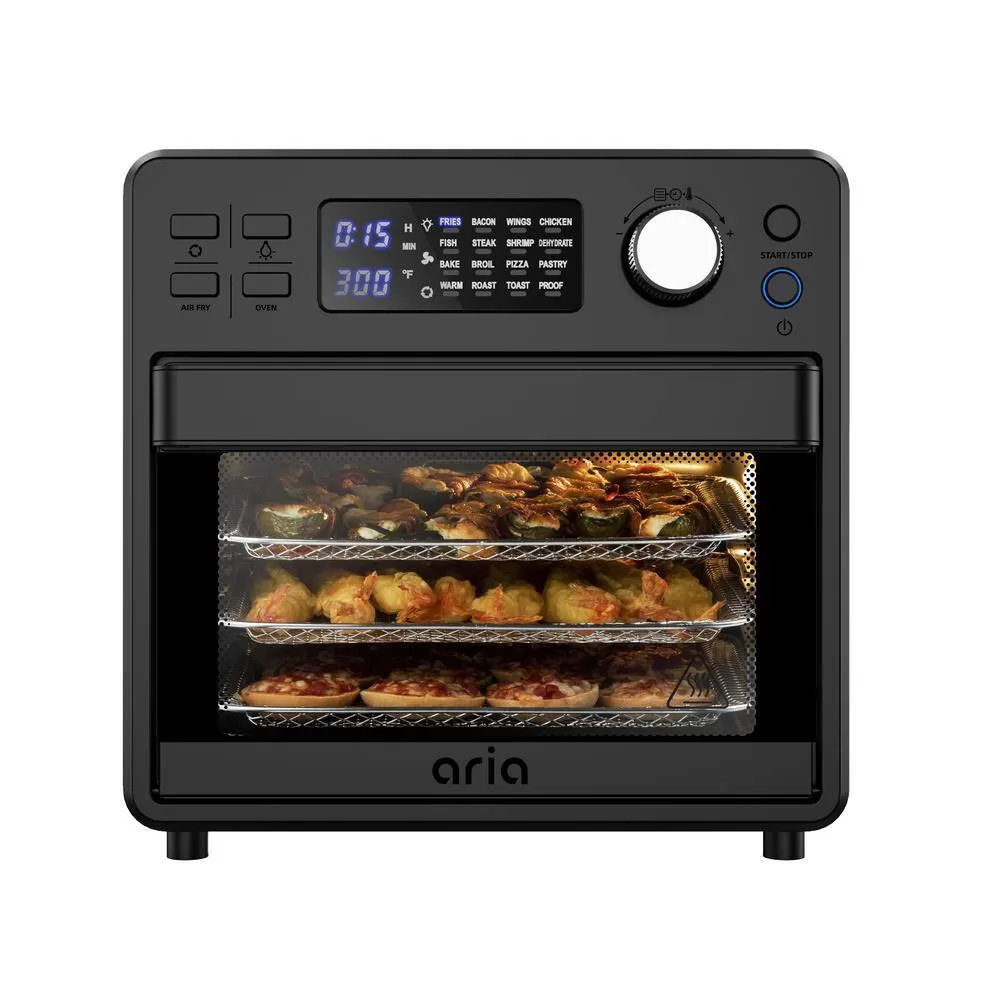 ARIA 16 qt. Air Fryer Oven Ariawave Mini Stainless Steel with Rotating Rotisserie