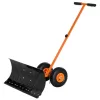 Outsunny 15.75 in. Metal Angle-Adjustable Handle Steel Heavy-Duty Snow Shovel Rolling Pusher w/29 in. Blade