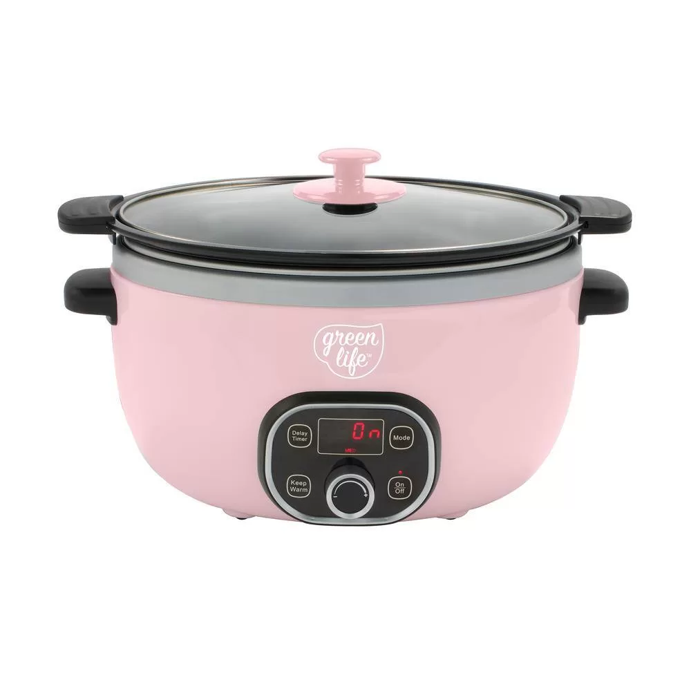 GreenLife 6 Qt. Pink Slow Cooker, Pink