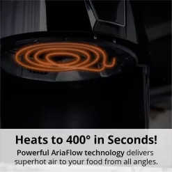 ARIA 5Qt Teflon-Free Premium Ceramic Air Fryer with 2-Tier Stainless Steel Rack, Baking Pan, Skewers and Extended Recipe Book