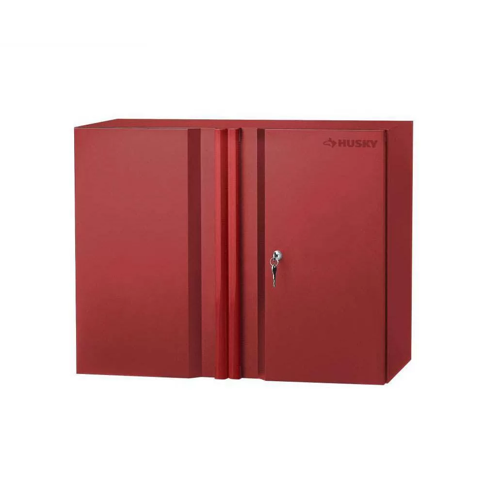 Husky HW1F281422-VR Heavy Duty Welded 20-Gauge Steel Wall Mounted Garage Cabinet in Red (28 in. W x 22 in. H x 14 in. D)