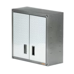 Gladiator GAWG28FDYG Steel 1-Shelf Wall Mounted Garage Cabinet in Silver Tread (28 in W x 28 in H x 12 in D)