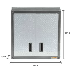 Gladiator GAWG28FDYG Steel 1-Shelf Wall Mounted Garage Cabinet in Silver Tread (28 in W x 28 in H x 12 in D)