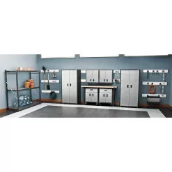 Gladiator GAWG28FDYG Steel 1-Shelf Wall Mounted Garage Cabinet in Silver Tread (28 in W x 28 in H x 12 in D)