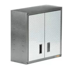 Gladiator GAWG28FDYG Steel 1-Shelf Wall Mounted Garage Cabinet in Silver Tread (28 in W x 28 in H x 12 in D)