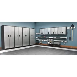 Gladiator GAWG28FDYG Steel 1-Shelf Wall Mounted Garage Cabinet in Silver Tread (28 in W x 28 in H x 12 in D)