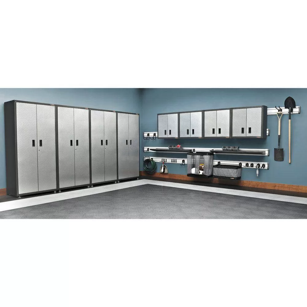 Gladiator GAWG28FDYG Steel 1-Shelf Wall Mounted Garage Cabinet in Silver Tread (28 in W x 28 in H x 12 in D)