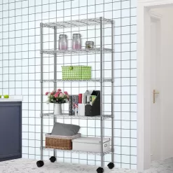 Winado Silver 5-Tier Heavy Duty Metal Freestanding Garage Storage Shelving Unit (13.78 in. W x 65 in. H x 35.43 in. D)