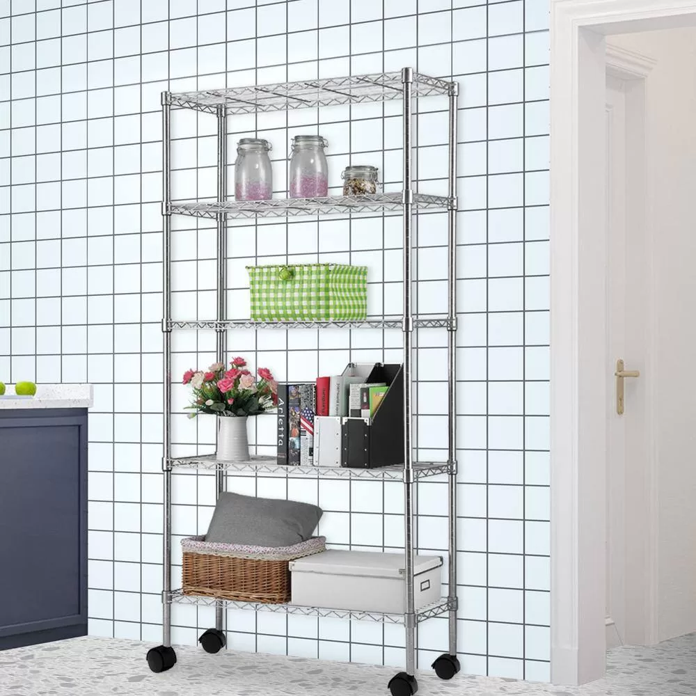 Winado Silver 5-Tier Heavy Duty Metal Freestanding Garage Storage Shelving Unit (13.78 in. W x 65 in. H x 35.43 in. D)