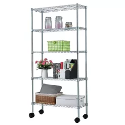 Winado Silver 5-Tier Heavy Duty Metal Freestanding Garage Storage Shelving Unit (13.78 in. W x 65 in. H x 35.43 in. D)