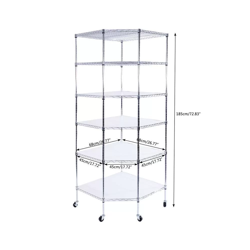 Winado Silver 6-Tier Metal Freestanding Garage Storage Shelving Unit with Wheels (26.77 in. W x 71 in. H x 26.77 in. D)