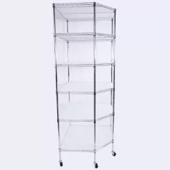 Winado Silver 6-Tier Metal Freestanding Garage Storage Shelving Unit with Wheels (26.77 in. W x 71 in. H x 26.77 in. D)