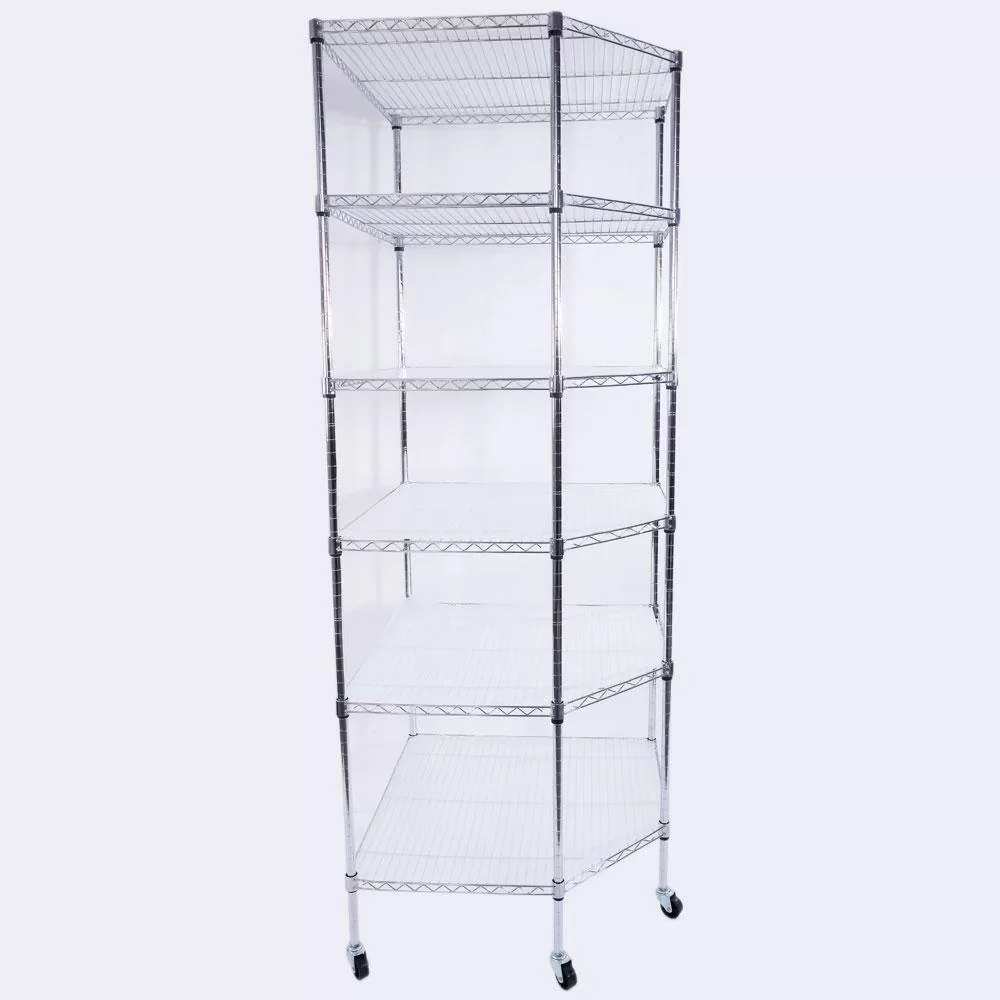 Winado Silver 6-Tier Metal Freestanding Garage Storage Shelving Unit with Wheels (26.77 in. W x 71 in. H x 26.77 in. D)