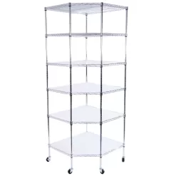Winado Silver 6-Tier Metal Freestanding Garage Storage Shelving Unit with Wheels (26.77 in. W x 71 in. H x 26.77 in. D)