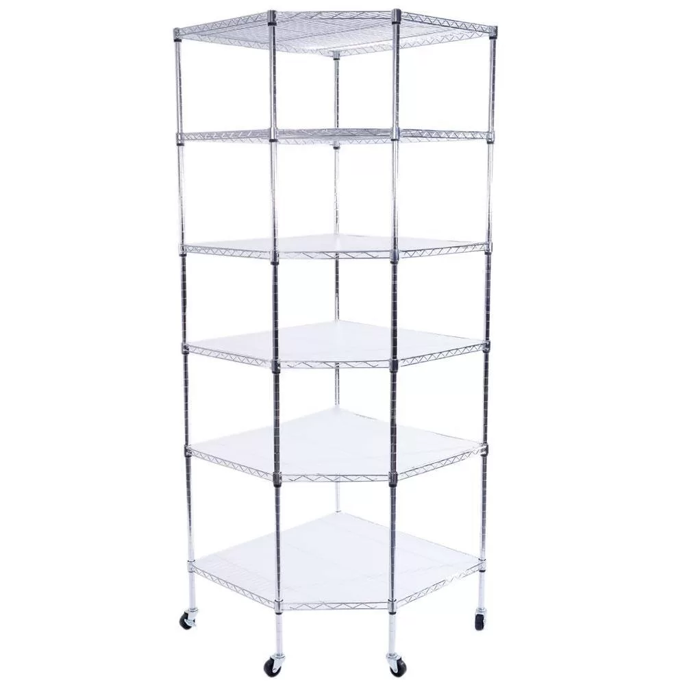 Winado Silver 6-Tier Metal Freestanding Garage Storage Shelving Unit with Wheels (26.77 in. W x 71 in. H x 26.77 in. D)