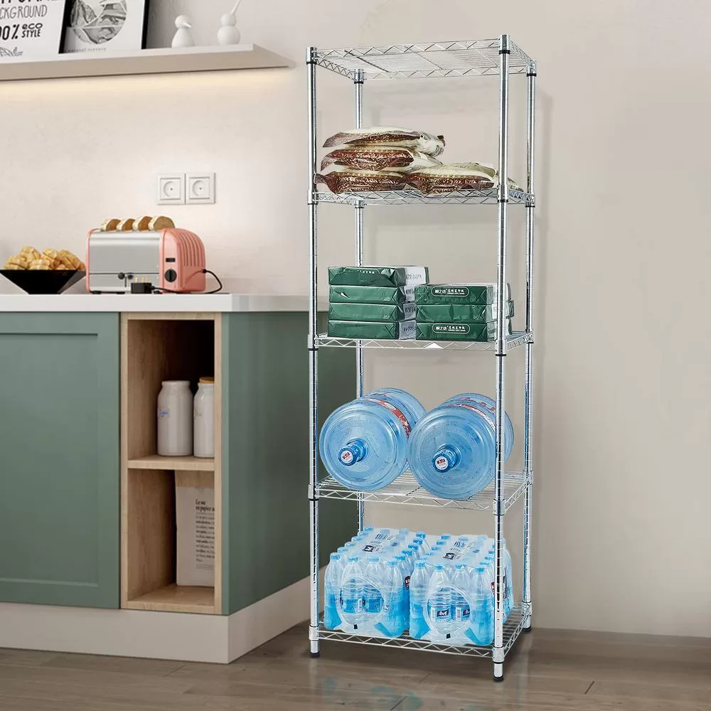 Winado Silver 5-Tier Heavy Duty Steel Freestanding Garage Storage Shelving Unit (17.72 in. W x 71 in. H x 21.65 in. D)