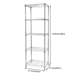 Winado Silver 5-Tier Heavy Duty Steel Freestanding Garage Storage Shelving Unit (17.72 in. W x 71 in. H x 21.65 in. D)
