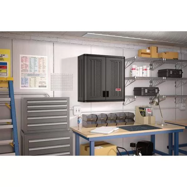 Suncast Commercial BMCCPD3000R 30 in W x 30 in H x 12 in D 1-Shelf Wall Mounted Resin Garage Cabinet in Slate