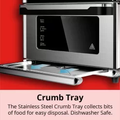 ARIA All-in-1 Premium 30 Qt. Stainless Steel Touchscreen Air Fryer Toaster Oven with Recipe Book
