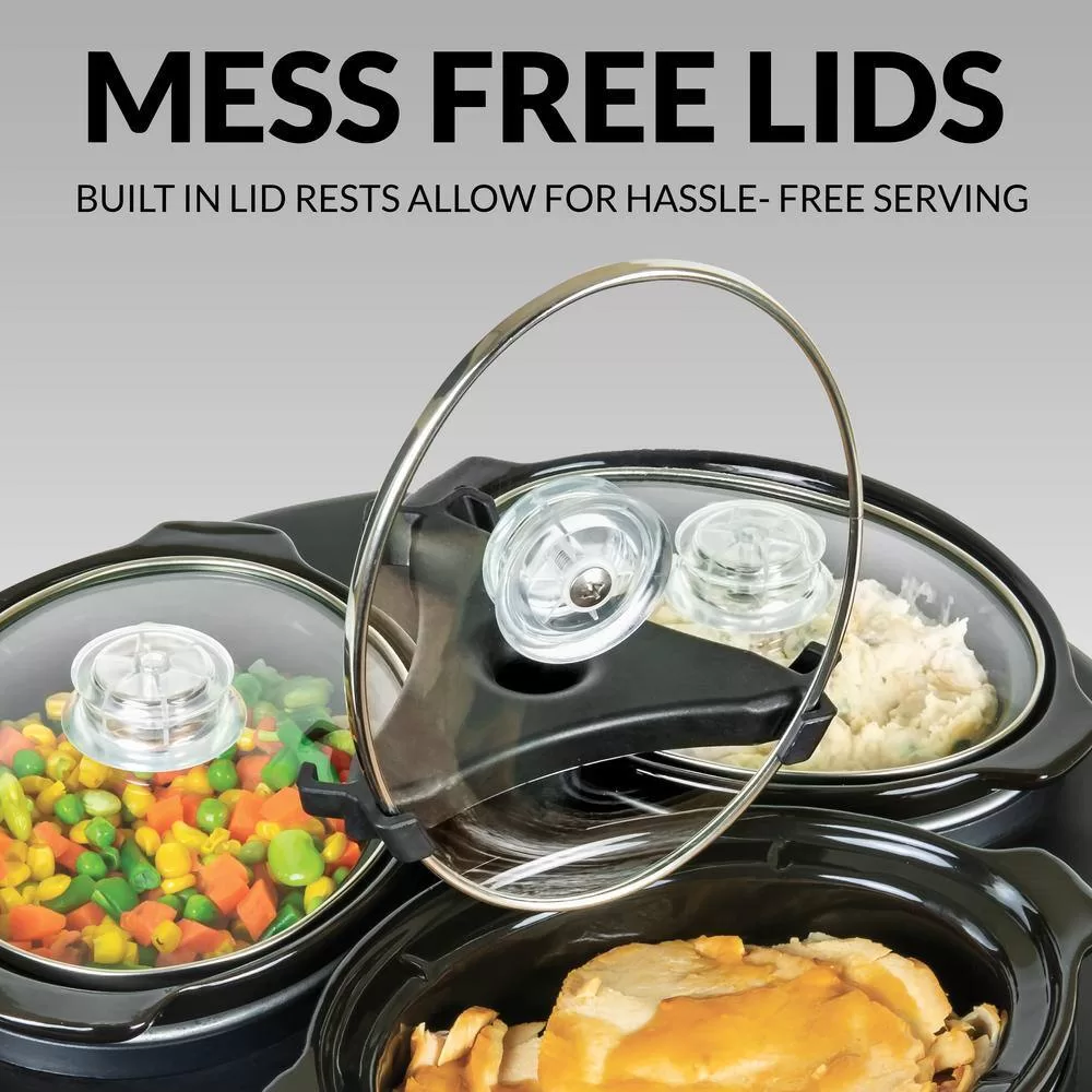 HomeCraft Triple 1.5 qt. Stainless Steel Slow Cooker Buffet