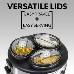 HomeCraft Triple 1.5 qt. Stainless Steel Slow Cooker Buffet