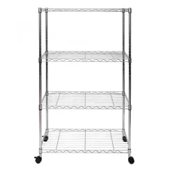 Seville Classics WEB674 Silver 4-Tier Steel Wire Garage Storage Shelving Unit with Wheels (30 in. W x 49.5 in. H x 14 in. D)