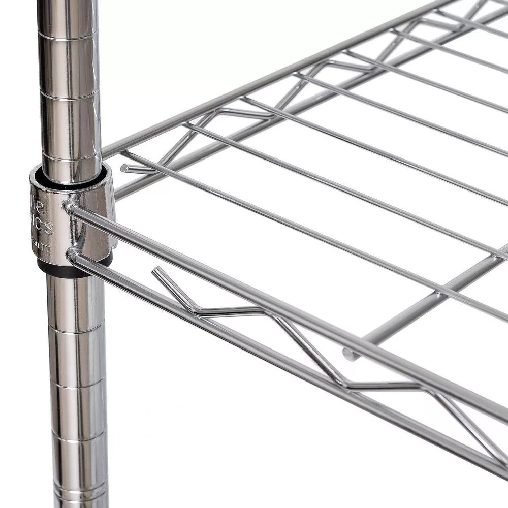 Seville Classics WEB674 Silver 4-Tier Steel Wire Garage Storage Shelving Unit with Wheels (30 in. W x 49.5 in. H x 14 in. D)