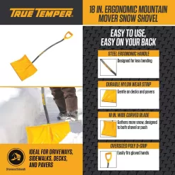 True Temper 37.4 in. Metal Handle Plastic Blade Ergonomic Mountain Mover Snow Shovel (Pack of 2)
