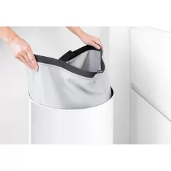 Brabantia 104404 16 Gal. (60L) Laundry Hamper White with Cork Lid
