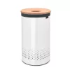Brabantia 104404 16 Gal. (60L) Laundry Hamper White with Cork Lid