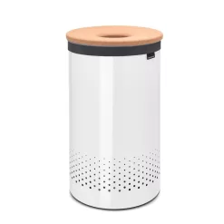Brabantia 104404 16 Gal. (60L) Laundry Hamper White with Cork Lid
