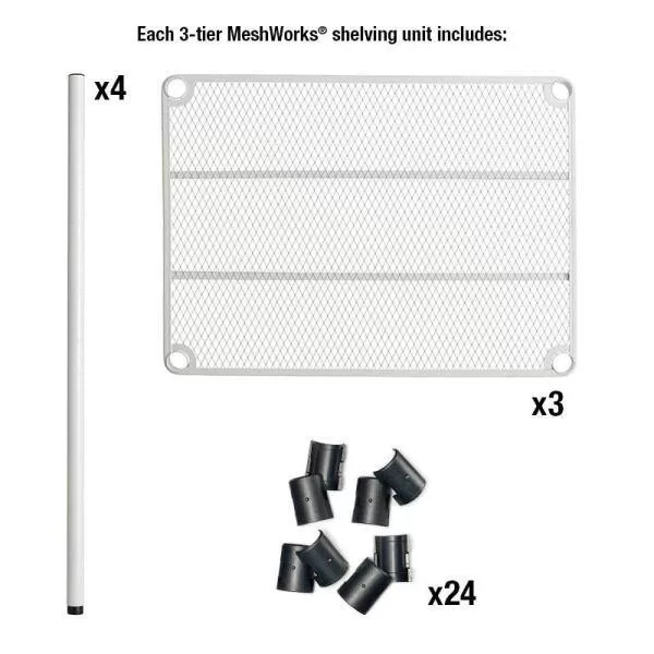 Design Ideas 3419301 White 3-Tier Metal Garage Storage Shelving Unit (24 in. W x 32 in. H x 14 in. D)
